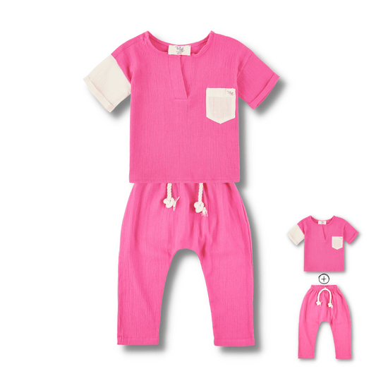 T-Shirt & Pantolon Set Takım Pembe
