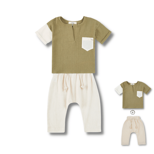 T-Shirt & Pantolon Set Takım Ekru Beyaz