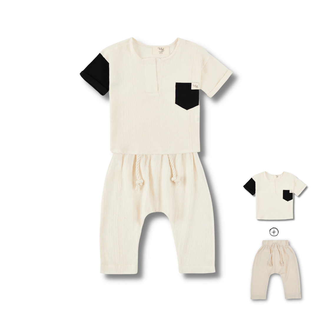 T-Shirt & Pantolon Set Takım Ekru Beyaz