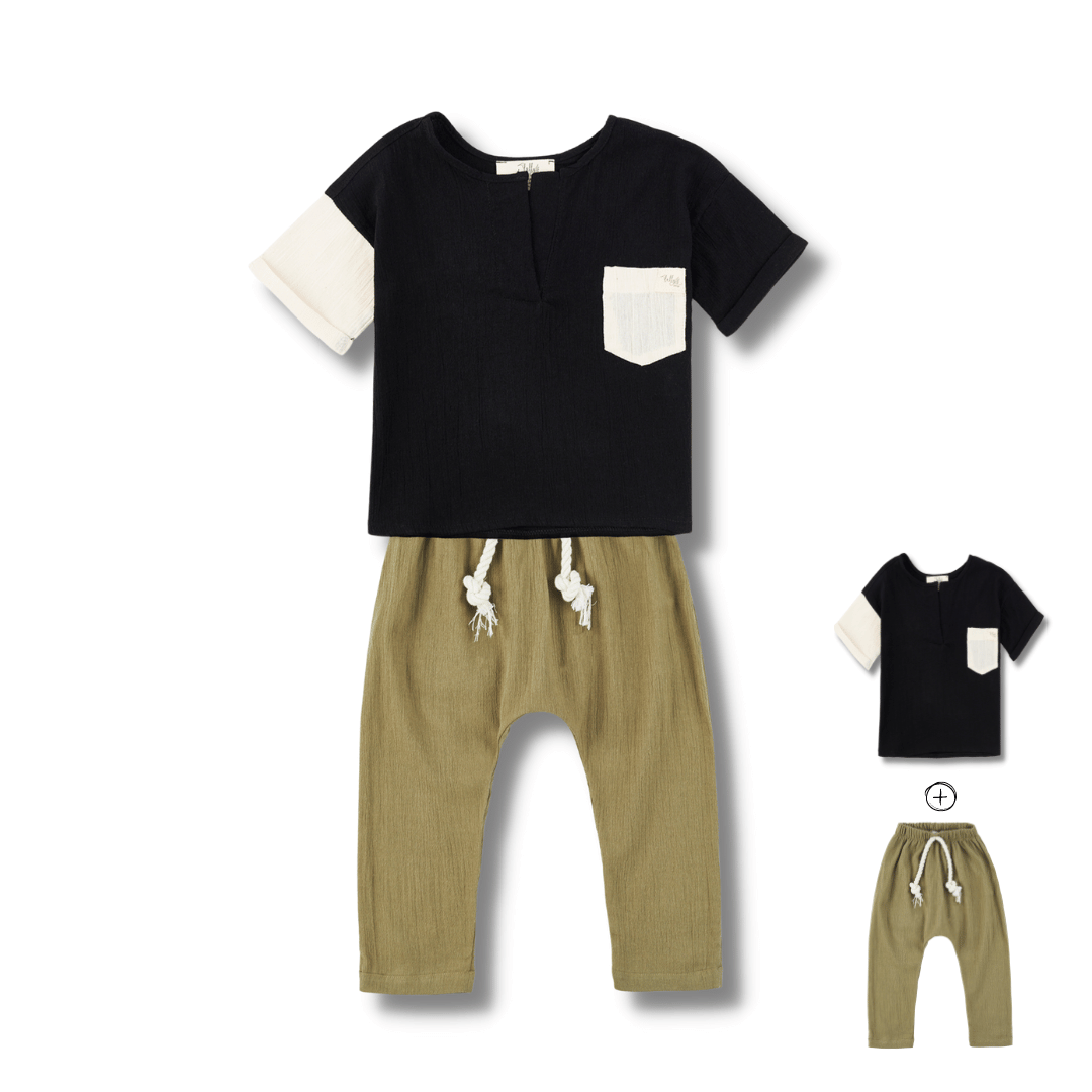 T-Shirt & Pantolon Set Takım Ekru Beyaz