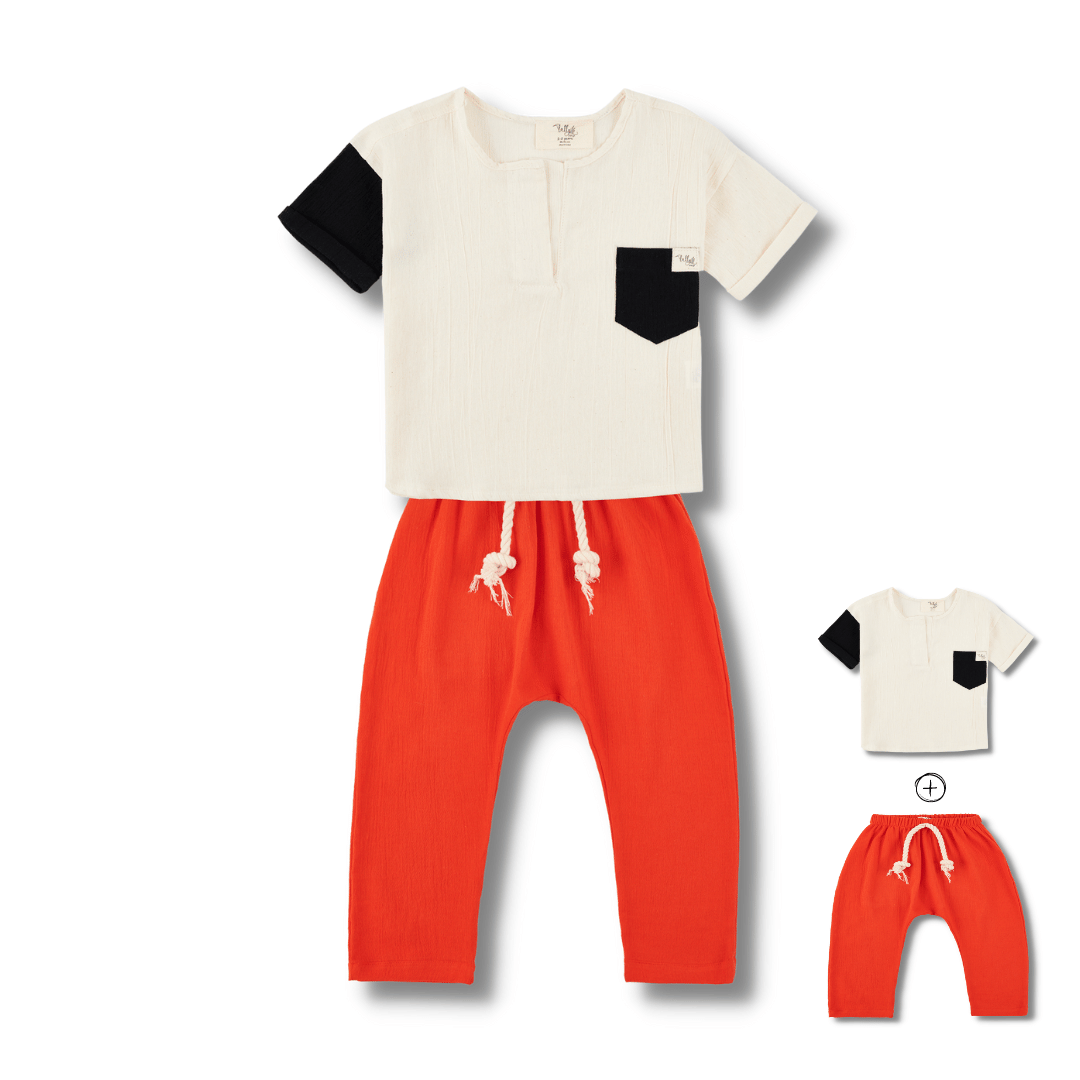 T-Shirt & Pantolon Set Takım Ekru Beyaz