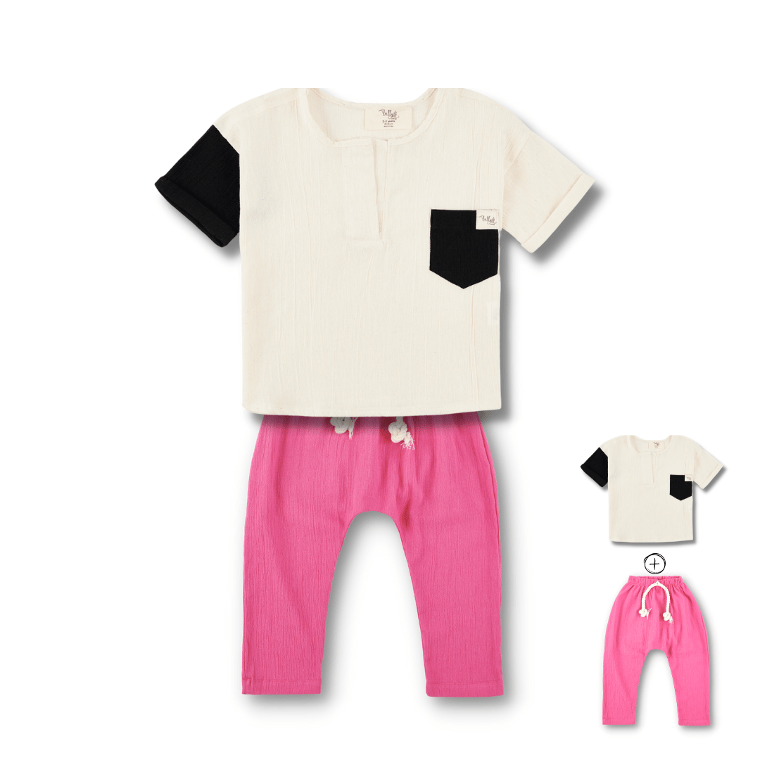 T-Shirt & Pantolon Set Takım Ekru Beyaz