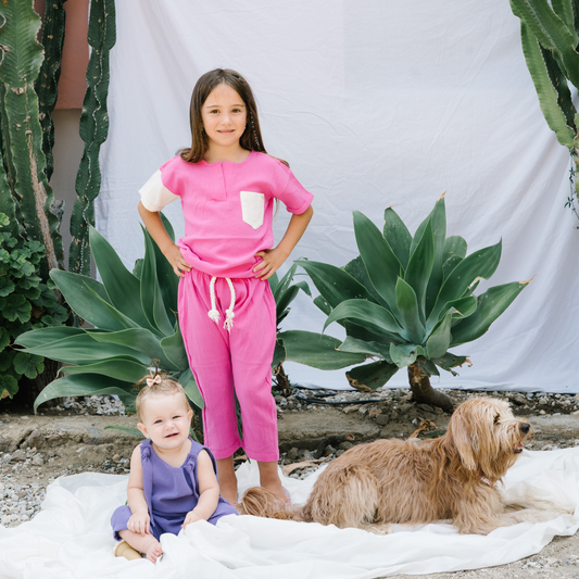 Unisex Şile Bezi Harem Pantolon Pembe