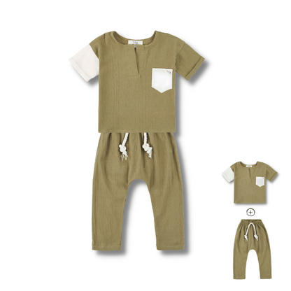 ColorBlock T-Shirt & Pantolon Set Takım Yeşil