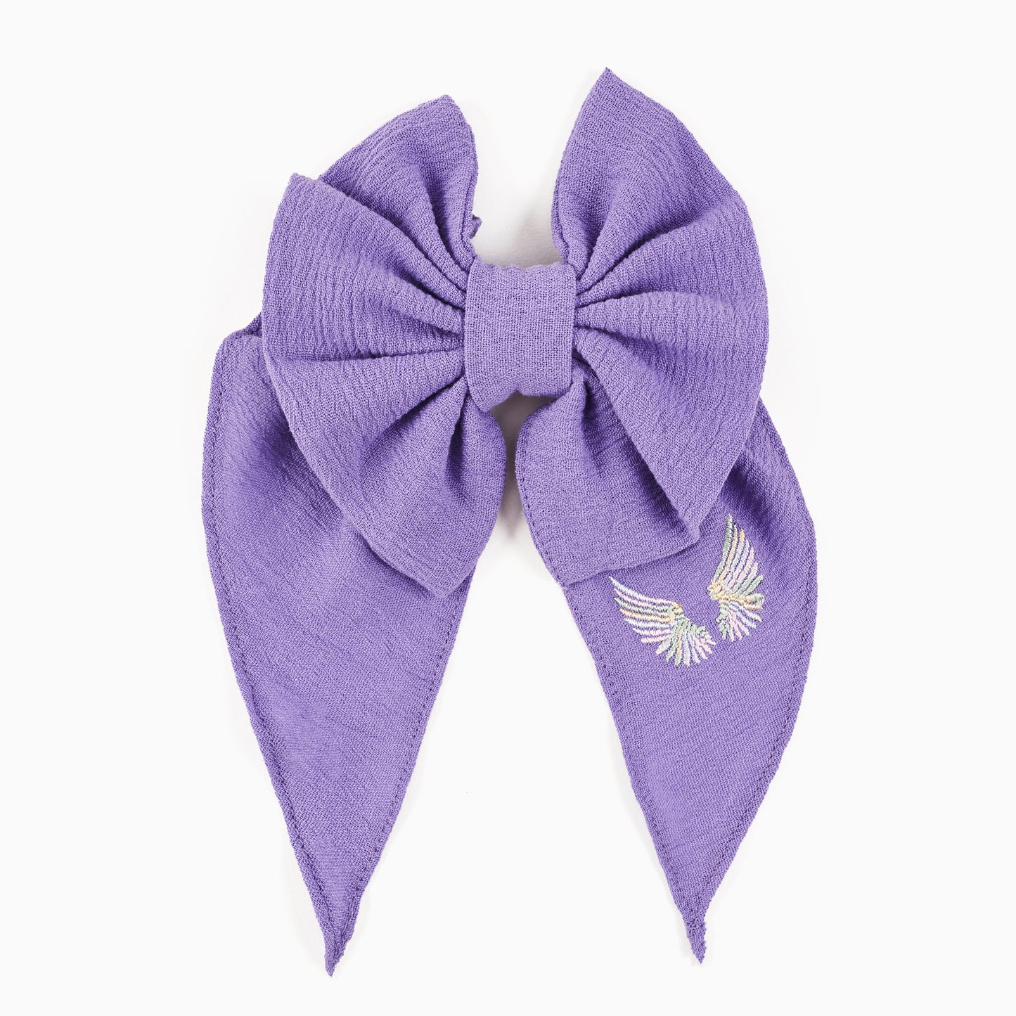 Lally Things Colorblock Wing Embroidered Girl Bow Clasp