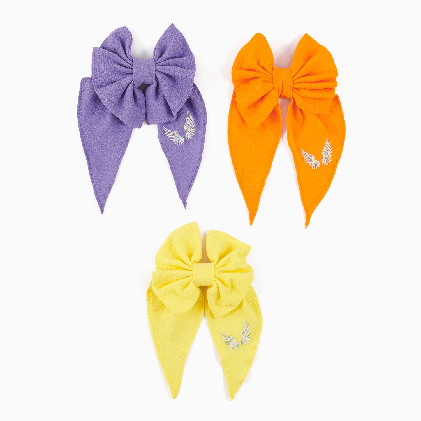 Lally Things Colorblock Wing Embroidered Girl Bow Clasp