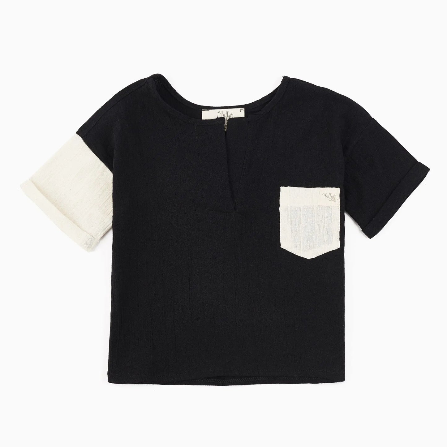 ColorBlock Siyah Beyaz Unisex Çocuk T-Shirt Lally Things