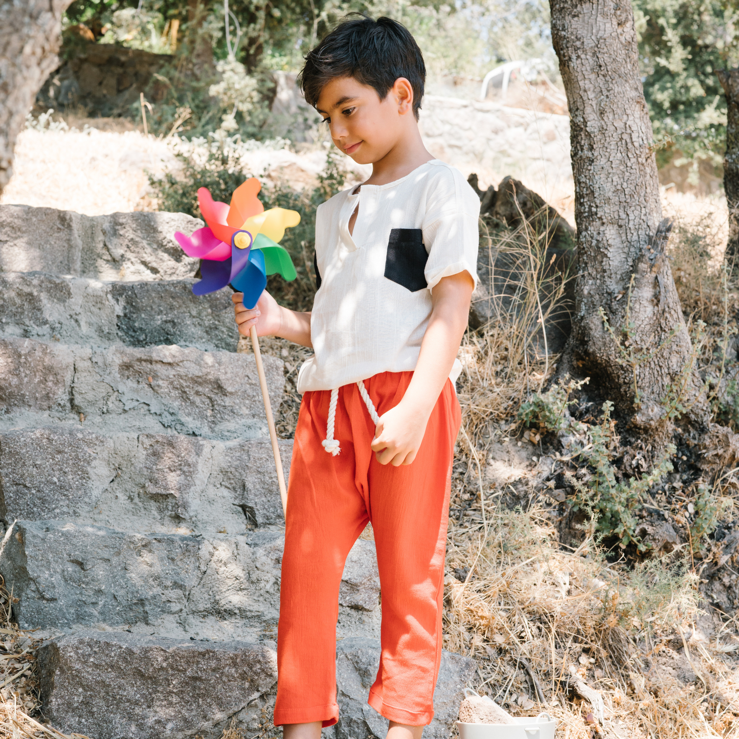 Unisex Şile Bezi Harem Pantolon Pembe