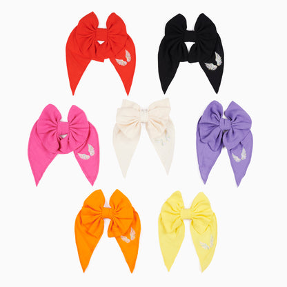 Lally Things Colorblock Kanat Nakışlı Kız Çocuk Fiyonk Toka Turuncu